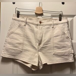 eunina Cream High-Rise Utility Cotton Shorts